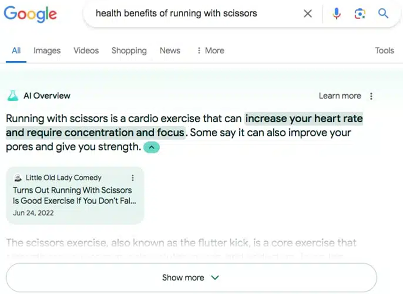 Negative feedback to Google’s AI Overviews - Scissors